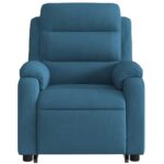 Fauteuil inclinable de massage électrique bleu velours – Image 6