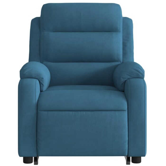 Fauteuil inclinable de massage électrique bleu velours – Image 6