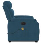Fauteuil inclinable de massage électrique bleu velours – Image 7