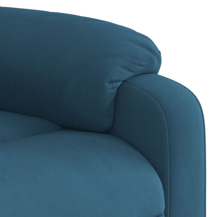 Fauteuil inclinable de massage électrique bleu velours – Image 9