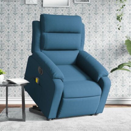 Fauteuil inclinable de massage électrique bleu velours