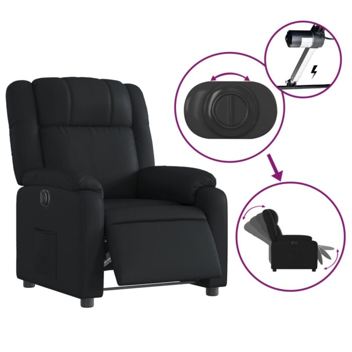 Fauteuil inclinable électrique Noir Similicuir – Image 3