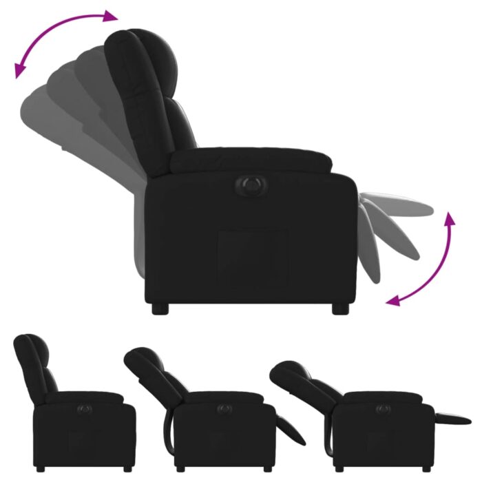 Fauteuil inclinable électrique Noir Similicuir – Image 4