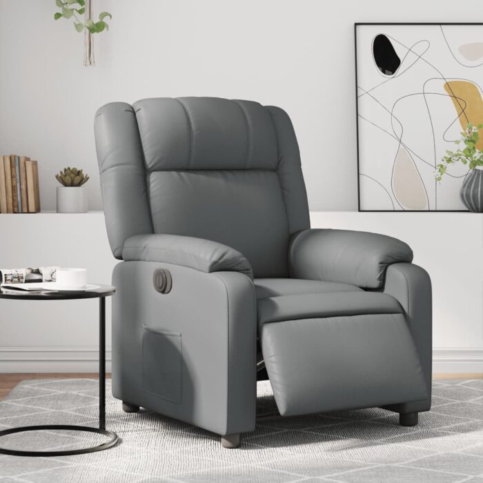 Fauteuil inclinable électrique Gris Similicuir – Image 1