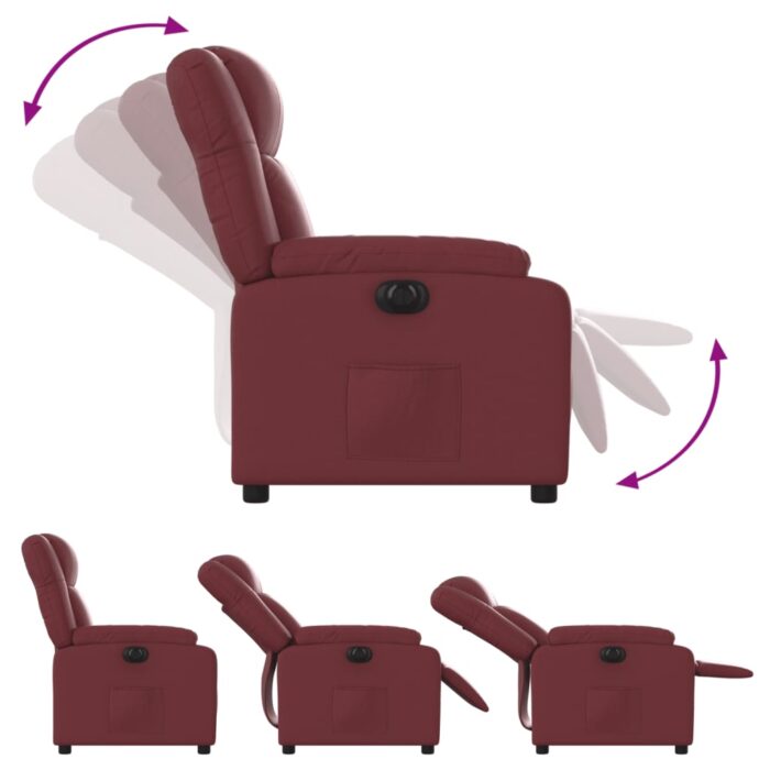 Fauteuil inclinable électrique Rouge bordeaux Similicuir – Image 4