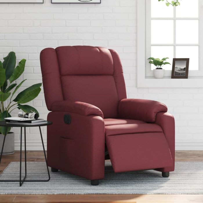Fauteuil inclinable électrique Rouge bordeaux Similicuir – Image 1