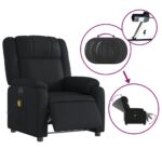 Fauteuil de massage inclinable électrique noir similicuir – Image 3