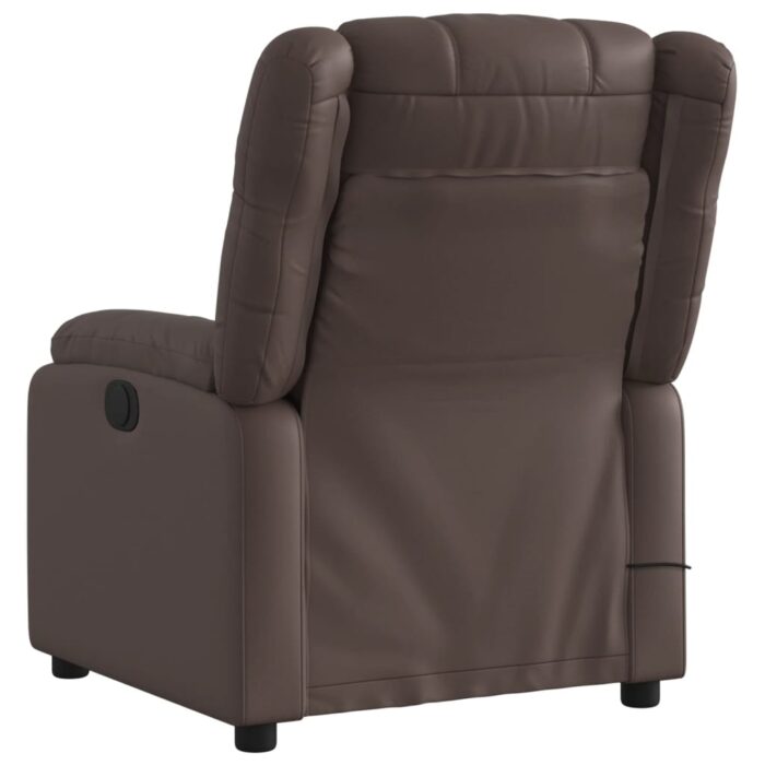 Fauteuil de massage inclinable électrique marron similicuir – Image 2