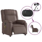 Fauteuil de massage inclinable électrique marron similicuir – Image 3