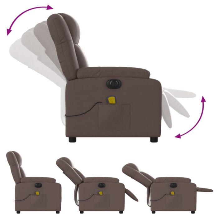 Fauteuil de massage inclinable électrique marron similicuir – Image 4