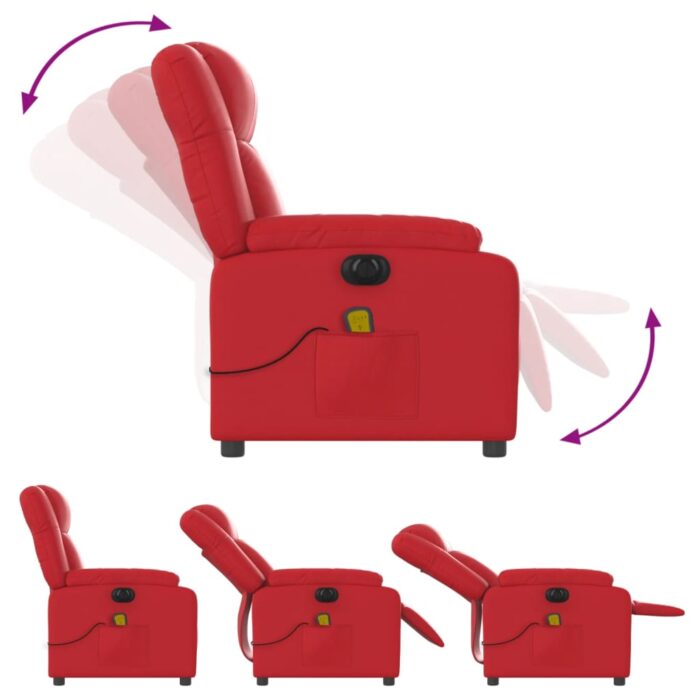 Fauteuil de massage inclinable électrique rouge similicuir – Image 4