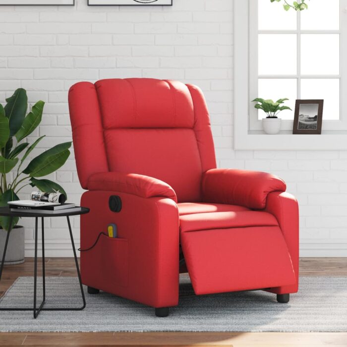Fauteuil de massage inclinable électrique rouge similicuir – Image 1