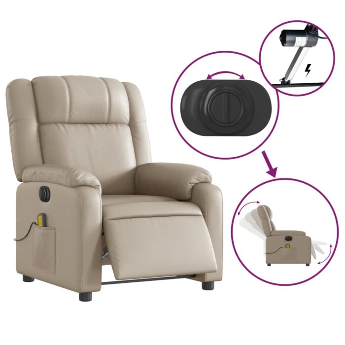 Fauteuil de massage inclinable électrique cappuccino similicuir – Image 3