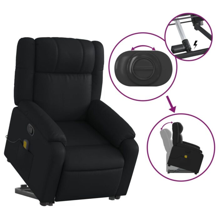 Fauteuil inclinable de massage Noir Similicuir – Image 3