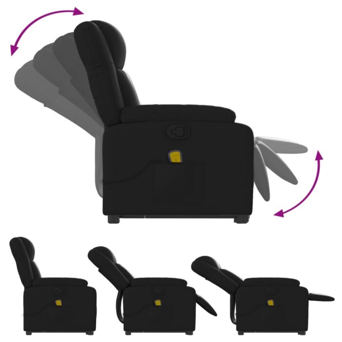 Fauteuil inclinable de massage Noir Similicuir – Image 4