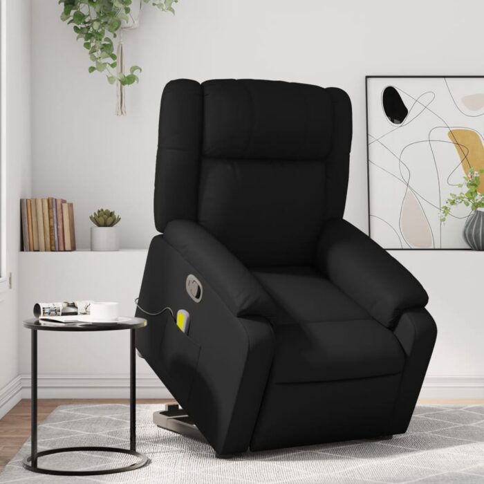 Fauteuil inclinable de massage Noir Similicuir – Image 1