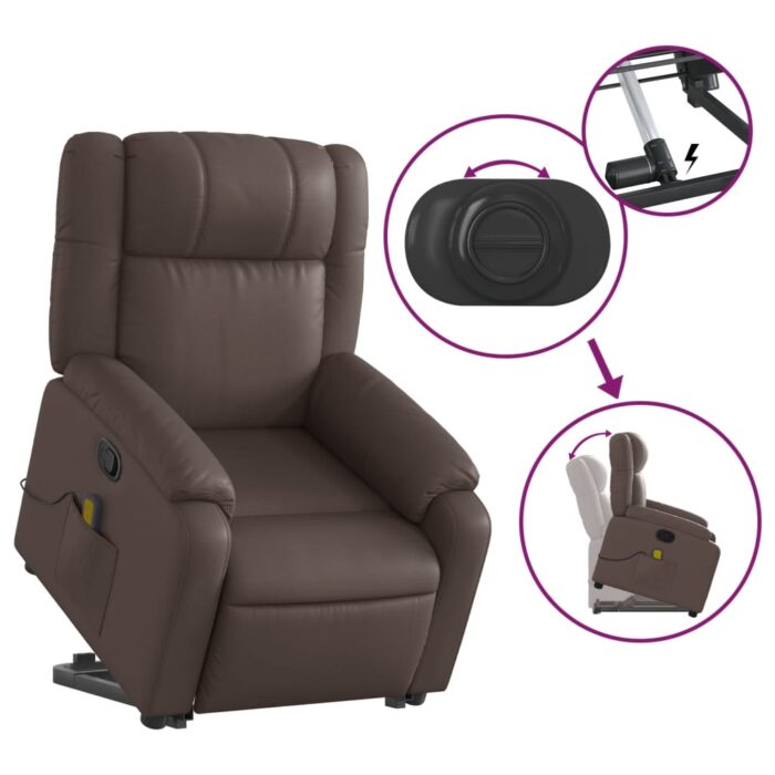 Fauteuil inclinable de massage Marron Similicuir – Image 3