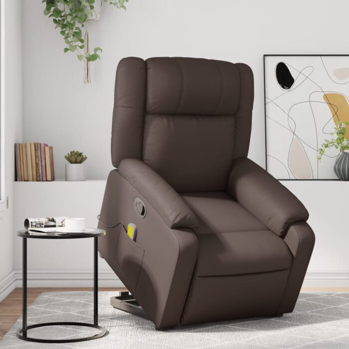 Fauteuil inclinable de massage Marron Similicuir – Image 1