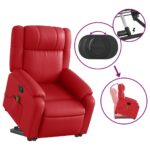 Fauteuil inclinable de massage Rouge Similicuir – Image 3