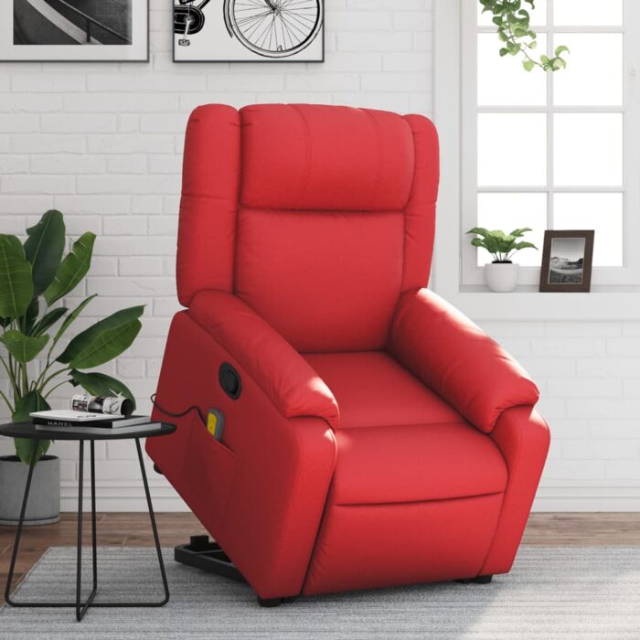 Fauteuil inclinable de massage Rouge Similicuir – Image 1