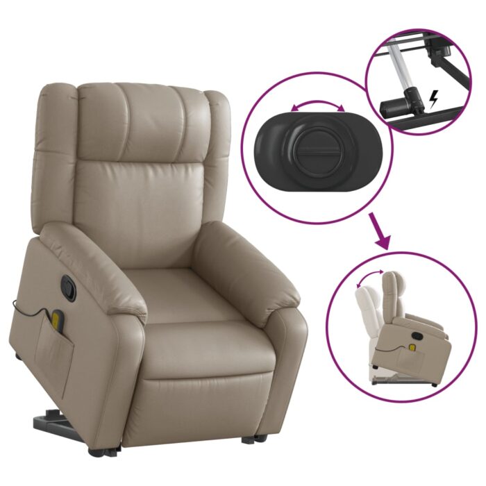 Fauteuil inclinable de massage Cappuccino Similicuir – Image 3