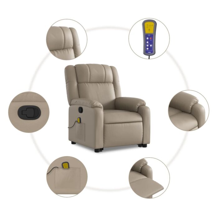 Fauteuil inclinable de massage Cappuccino Similicuir – Image 5