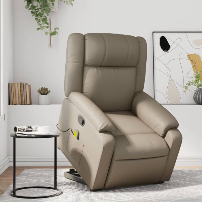 Fauteuil inclinable de massage Cappuccino Similicuir – Image 1