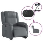 Fauteuil inclinable électrique gris similicuir – Image 3