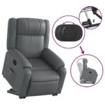 Fauteuil inclinable électrique gris similicuir – Image 8