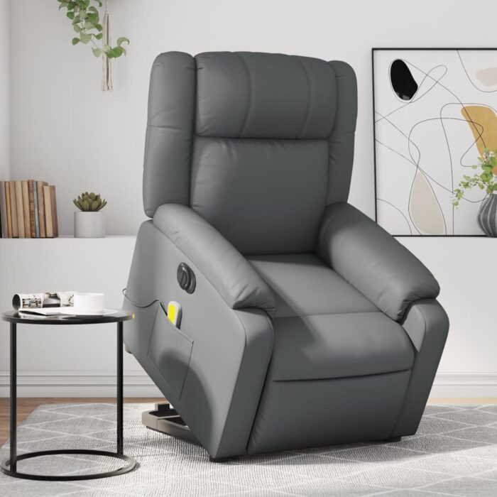Fauteuil inclinable électrique gris similicuir – Image 1