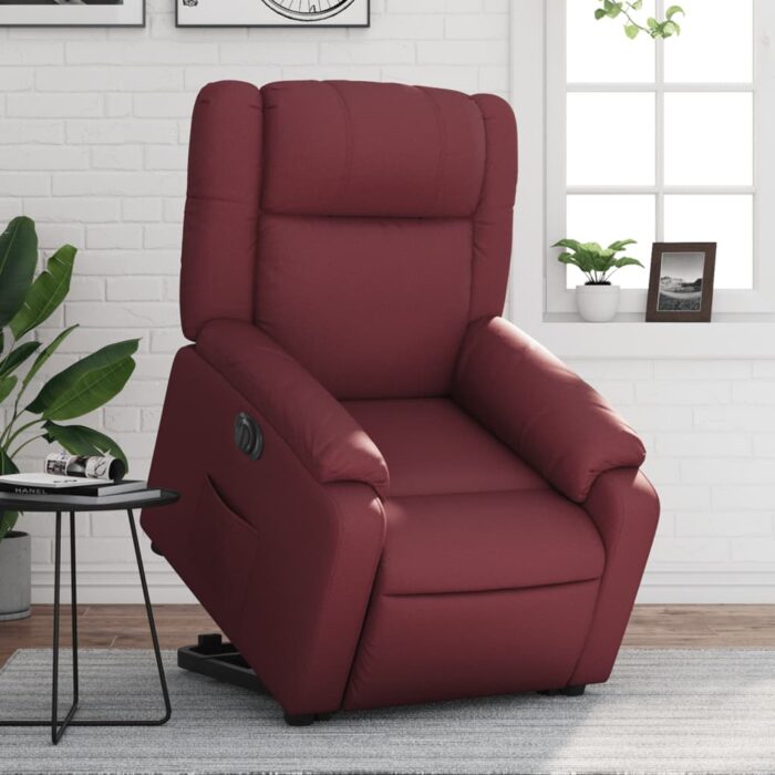Fauteuil inclinable électrique rouge bordeaux similicuir – Image 1