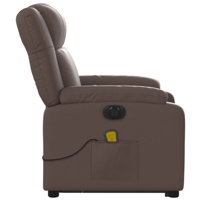 Fauteuil inclinable de massage électrique marron similicuir – Image 7