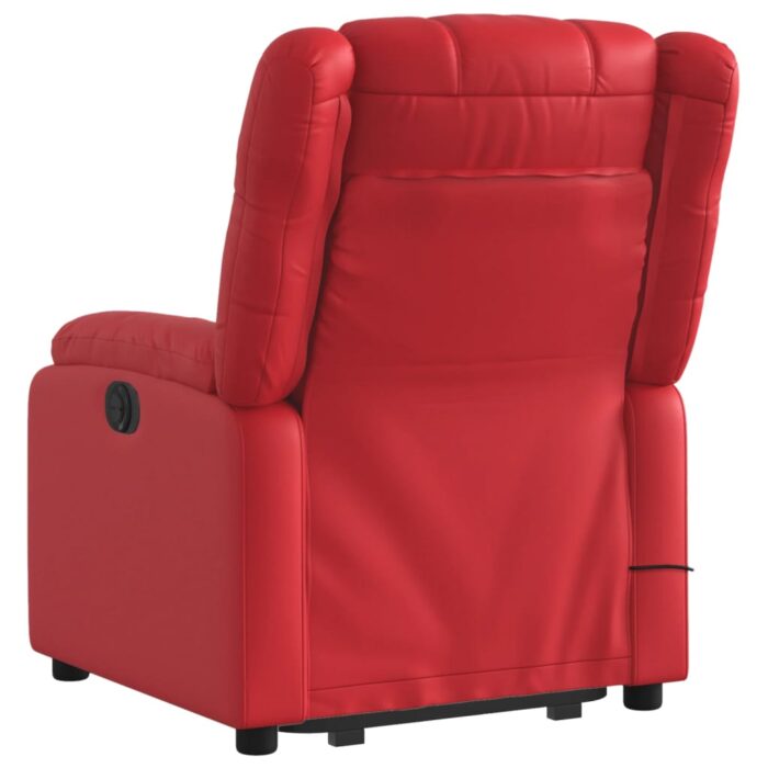 Fauteuil inclinable de massage électrique rouge similicuir – Image 2