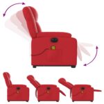 Fauteuil inclinable de massage électrique rouge similicuir – Image 4