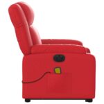Fauteuil inclinable de massage électrique rouge similicuir – Image 7