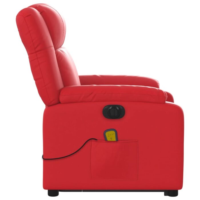 Fauteuil inclinable de massage électrique rouge similicuir – Image 7