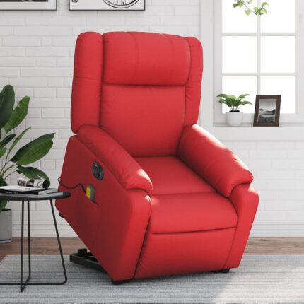 Fauteuil inclinable de massage électrique rouge similicuir