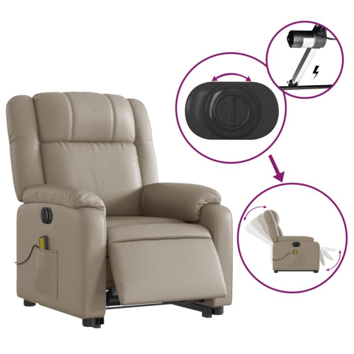 Fauteuil inclinable de massage électrique cappuccino similicuir – Image 3