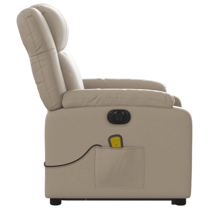 Fauteuil inclinable de massage électrique cappuccino similicuir – Image 7