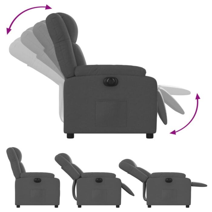 Fauteuil inclinable électrique Gris foncé Tissu – Image 4