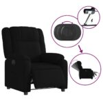 Fauteuil inclinable électrique Noir Tissu – Image 3