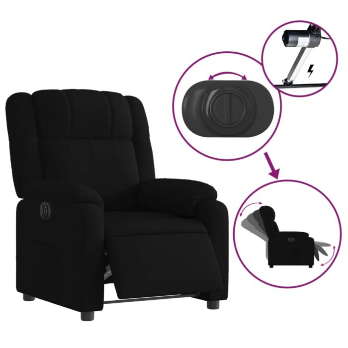 Fauteuil inclinable électrique Noir Tissu – Image 3