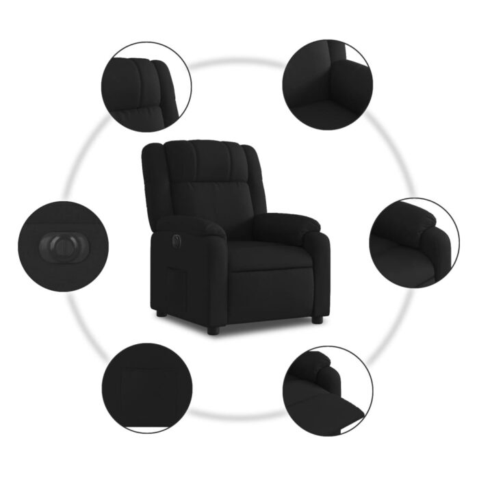 Fauteuil inclinable électrique Noir Tissu – Image 5