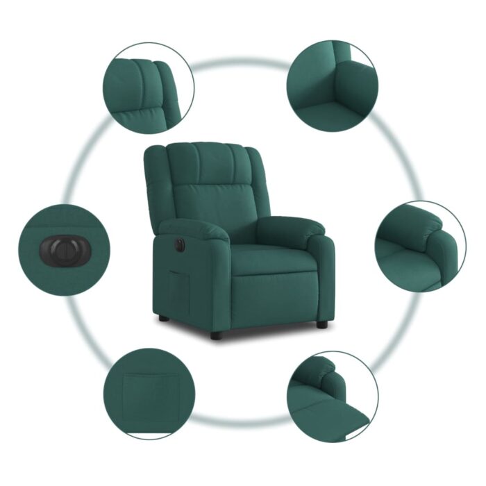 Fauteuil inclinable électrique Vert foncé Tissu – Image 5