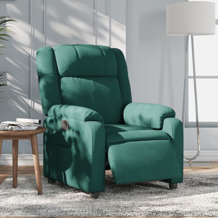 Fauteuil inclinable électrique Vert foncé Tissu – Image 1