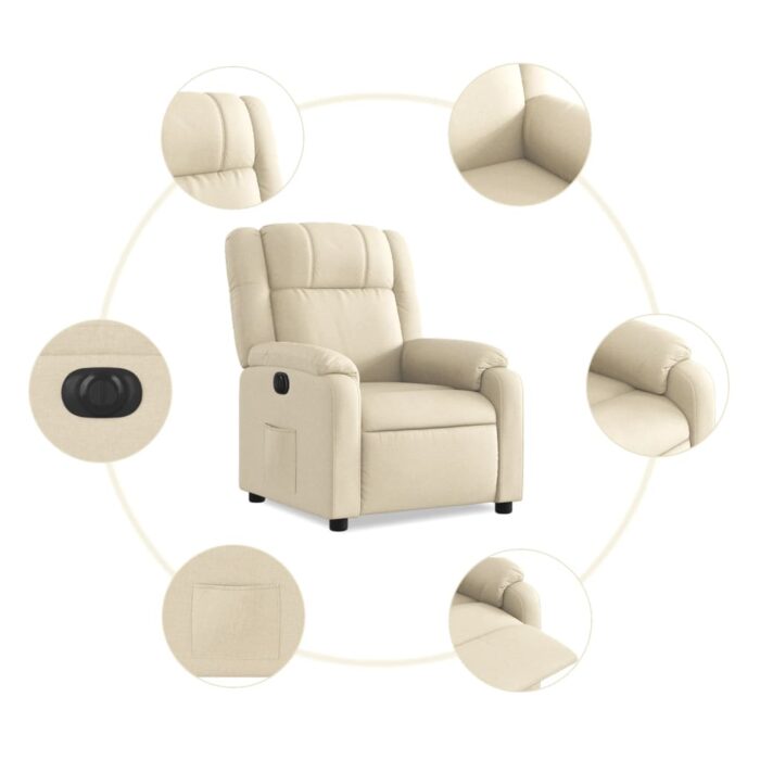 Fauteuil inclinable électrique Crème Tissu – Image 5