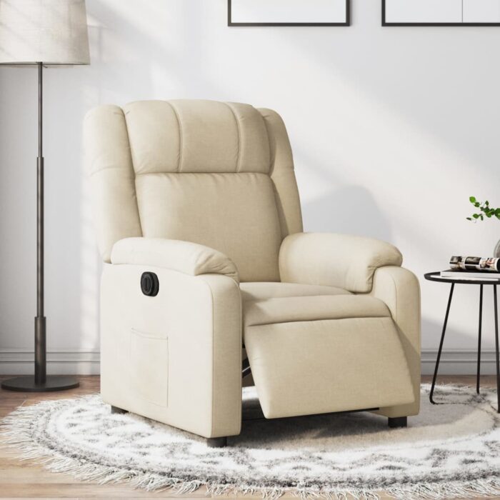 Fauteuil inclinable électrique Crème Tissu – Image 1