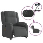 Fauteuil inclinable de massage électrique gris foncé tissu – Image 3