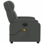 Fauteuil inclinable de massage électrique gris foncé tissu – Image 7