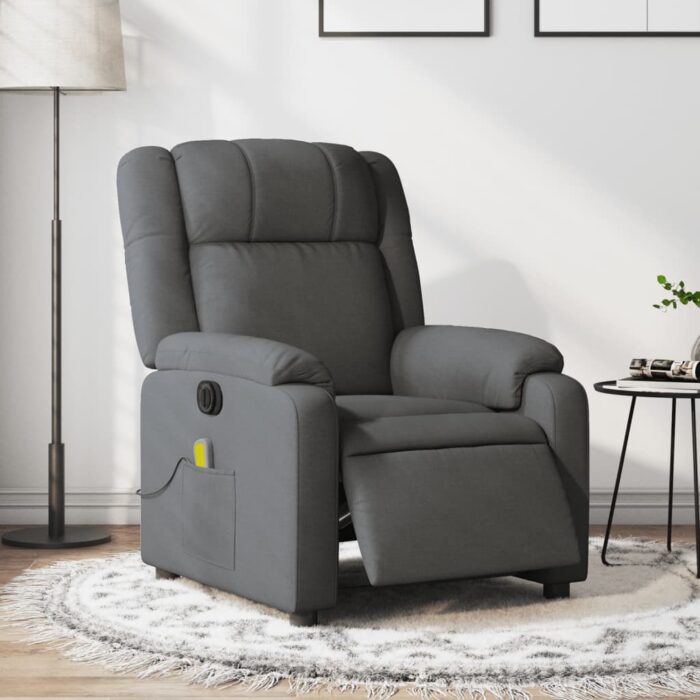 Fauteuil inclinable de massage électrique gris foncé tissu – Image 1